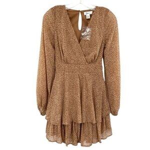 Japna Leopard Print Tiered Flowy Ruffle Dress NWOT